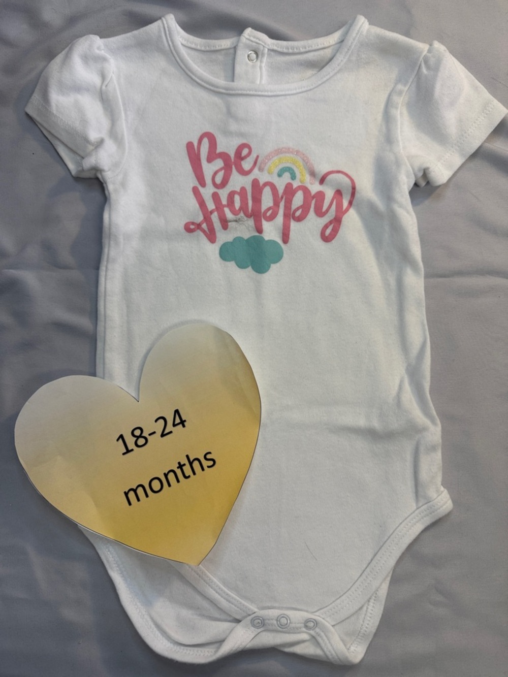 Koala Baby - White 'Be Happy' Kids One Piece short sleeve onesie t-shirt